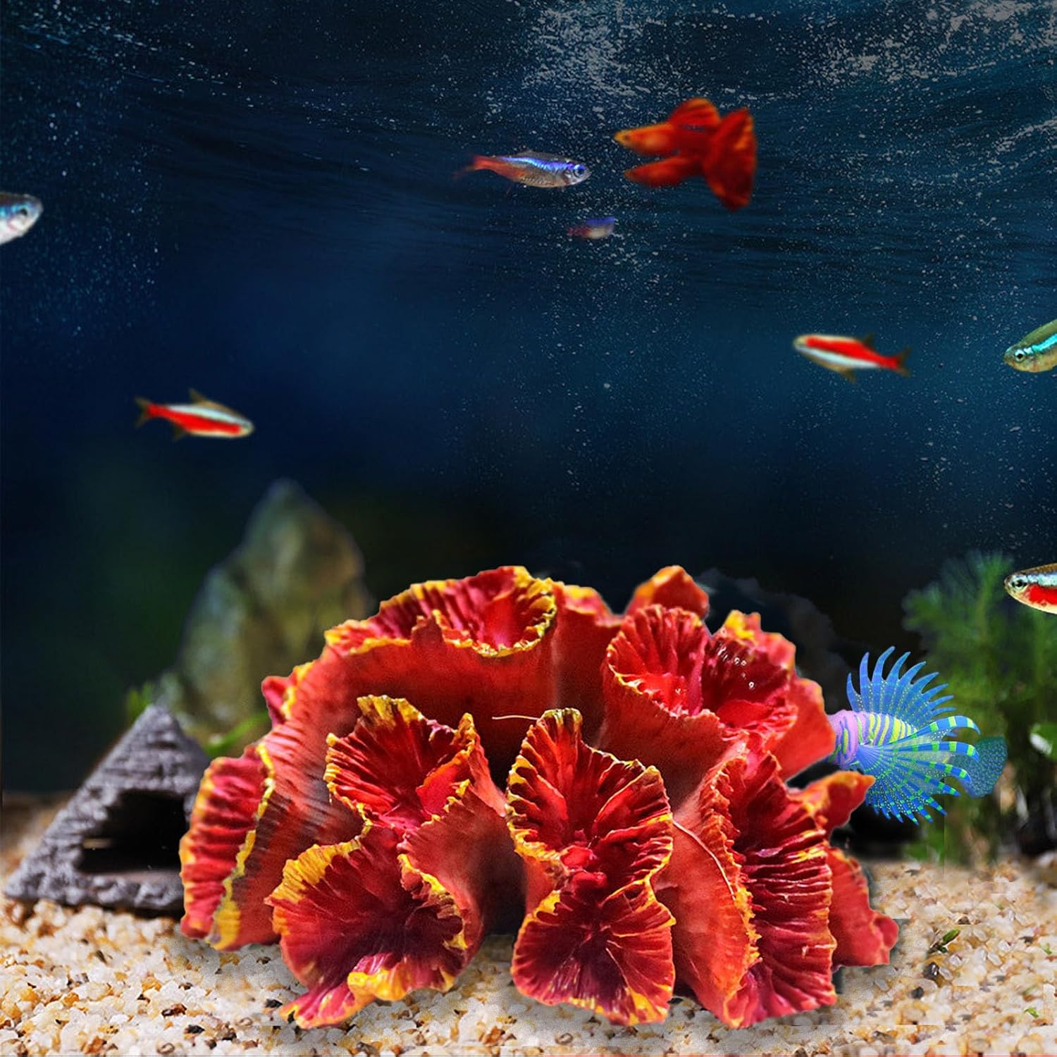 Besimple Aquarium Coral Ornaments Decor Fish Tank Plants Decoration for Aquarium Landscape,Red