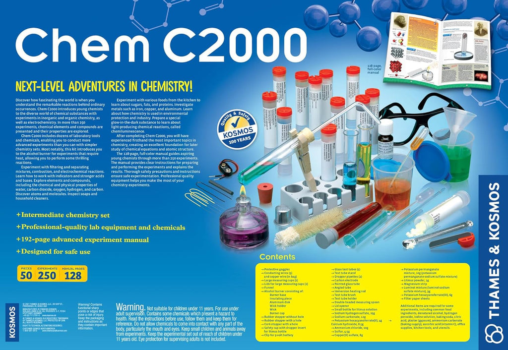 Thames & Kosmos Chem C2000 (V 2.0) Chemistry Set | Science Kit with 250 Experiments and 128 Page Lab Manual, Student Laboratory Quality Instruments & Chemicals | Parents' Choice Silver Award Winner