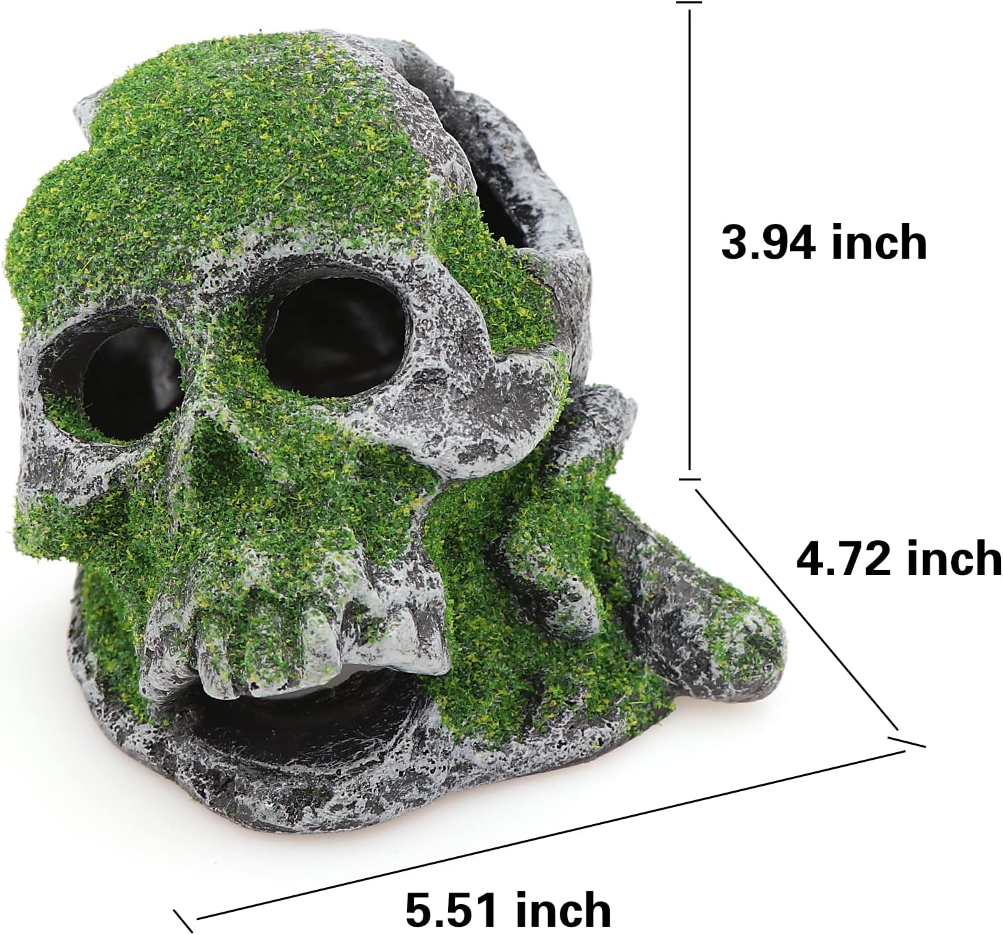 AQUA KT Aquarium Landscape Head Skeleton Skull Rock Fish Hiding Place Cichlid Cave for Gold Betta Fish Tank Decoration Freshwater or Marine Aquariums