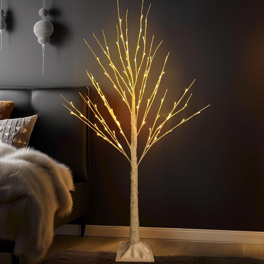 Dazzle Bright 3 Pack Light up Birch Tree, 4FT 96 LED/ 5FT 120 LED/ 8FT 240 LEDs Pre lit Birch Christmas Tree for Xmas Indoor Outdoor Home Party Garden Decor