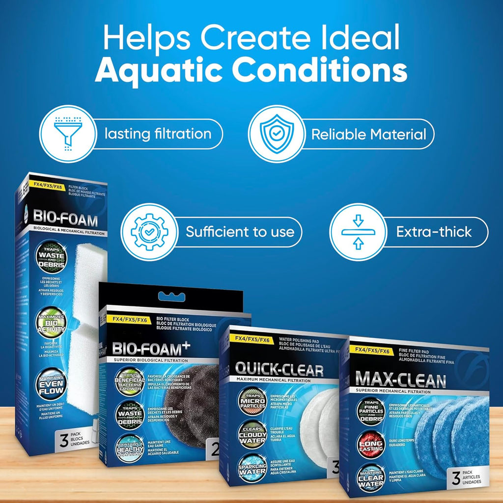FX4/FX5/FX6 Filter Media Canister Filter Maintenance and Replacement Filter Media Kit, Including Media Bags (FX Foam Filter Pads, Quick Clear/Water Polishing Pads, BioFoam+)