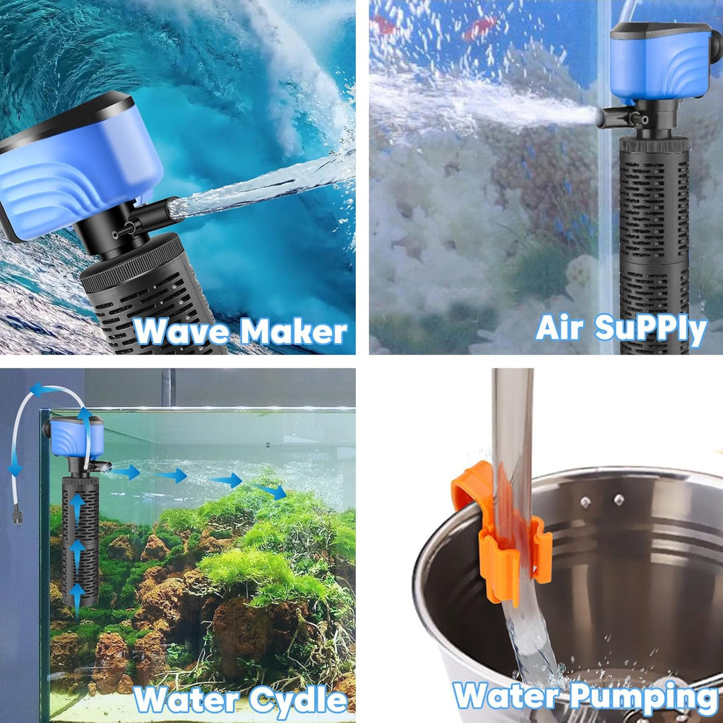 Aquarium Filter, 450GPH Fish Tank Filters for 75-150 Gallon Aquariums and Fish Tank, Suitable for Saltwater and Freshwater, Whisper Filter