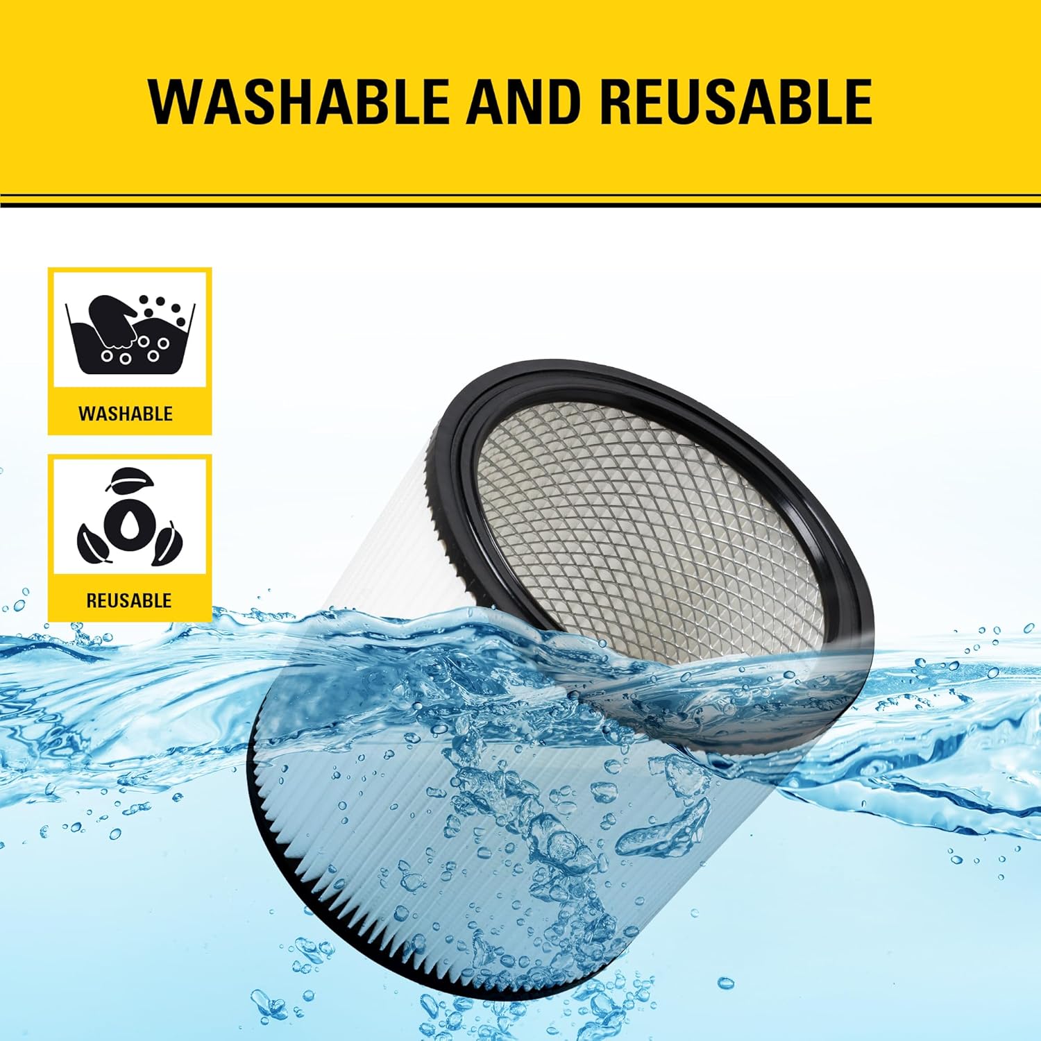 STANLEY Vacuum Filter Replacement 08-2501, Fit for Most 5-18 Gallon Wet Dry Vacuum Cleaner, Compatible with SL18115, SL18115P, SL18116, SL18116P, SL18191P, SL18199P, SL18117, SL18701P-10A, SL18410P-5A