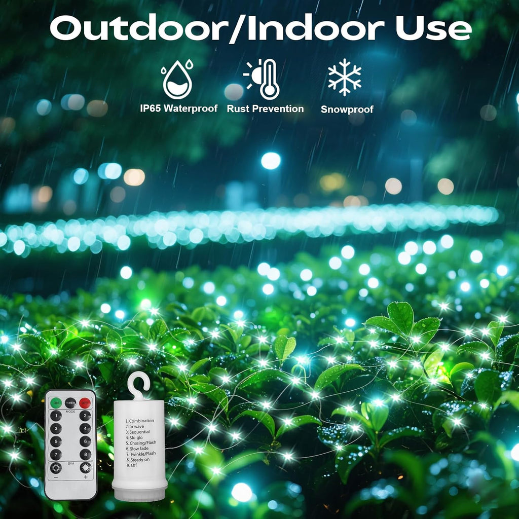 200 Led Fairy String Lights with Remote Timer, Firefly Bunch Lights Battery Operated, 8 Flashing Modes 10 Strand, Waterfall Twinkle Lights for Indoor Outdoor Halloween Christams Decor, Cool White