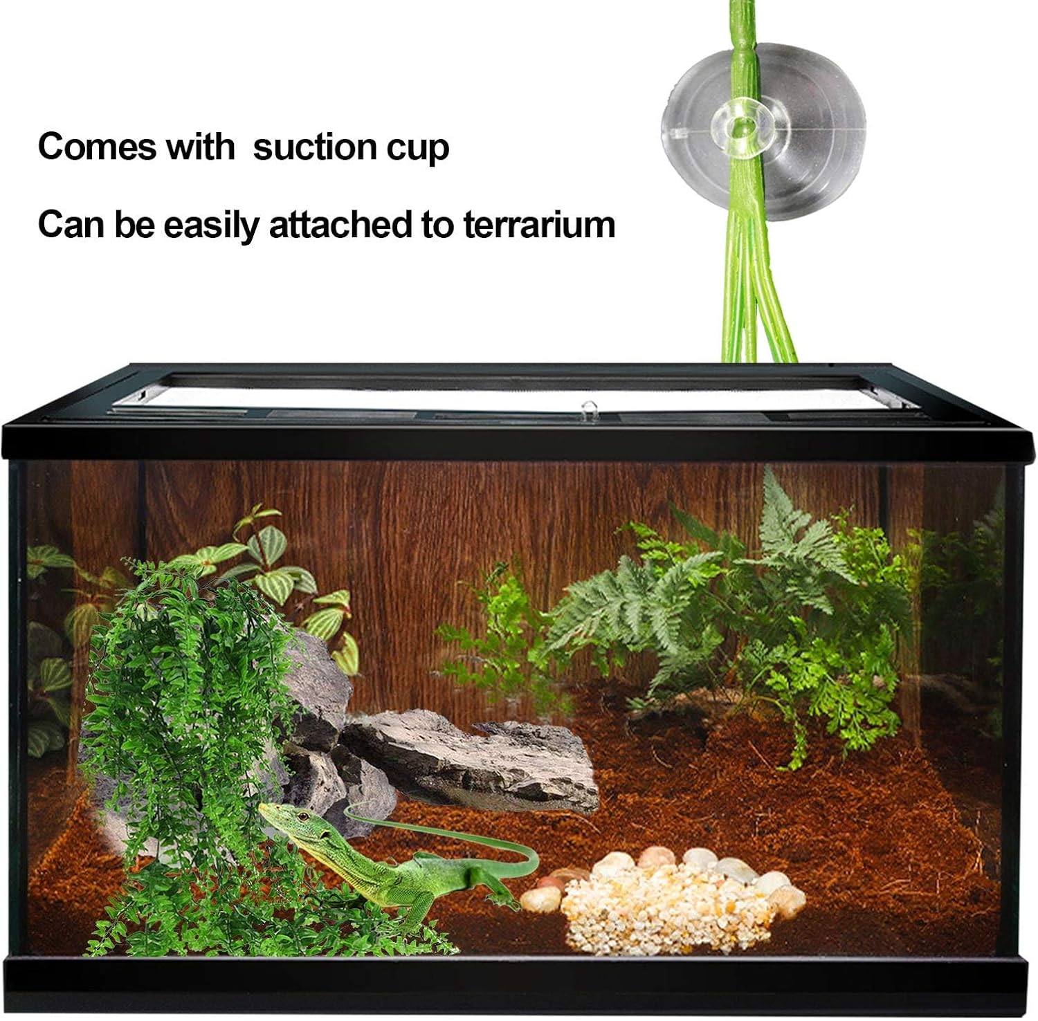 kathson 3 PCS Reptile Vines Plants Flexible Bendable Jungle Climbing Vine Terrarium Plastic Plant Leaves Pet Tank Habitat Decor for Bearded Dragons Lizards Geckos Snakes Frogs and More Reptiles