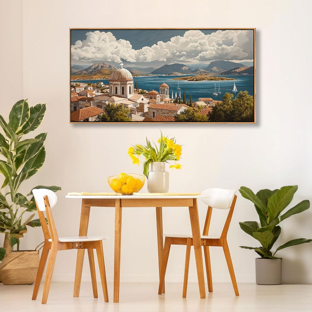 YDYSUNE Coastal Wall Art - Framed Ocean Wall Decor for Living Room Decoration, Retro Mediterranean Large Canvas Wall Art for Bedroom,Office artwork Coast Decor Picture Size 20x40 Inches