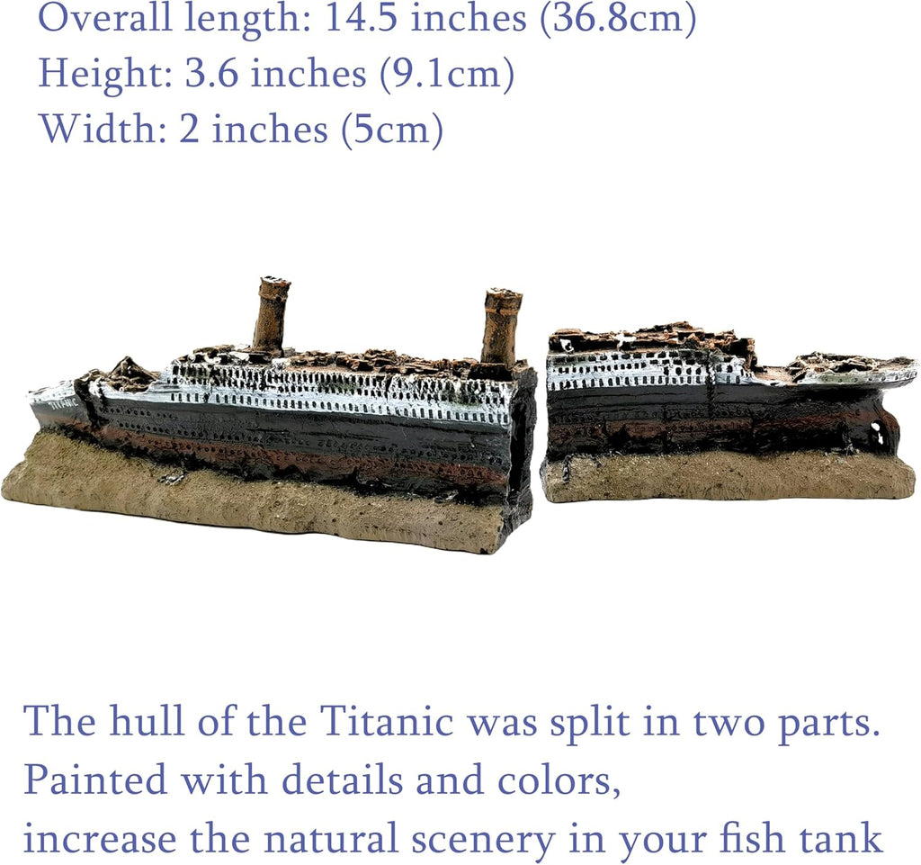 M2cbridge Antique Roman Column Ruins European Castle Aquarium Decorations Fish Tank Hideout Rocks(Titanic Shipwreck)