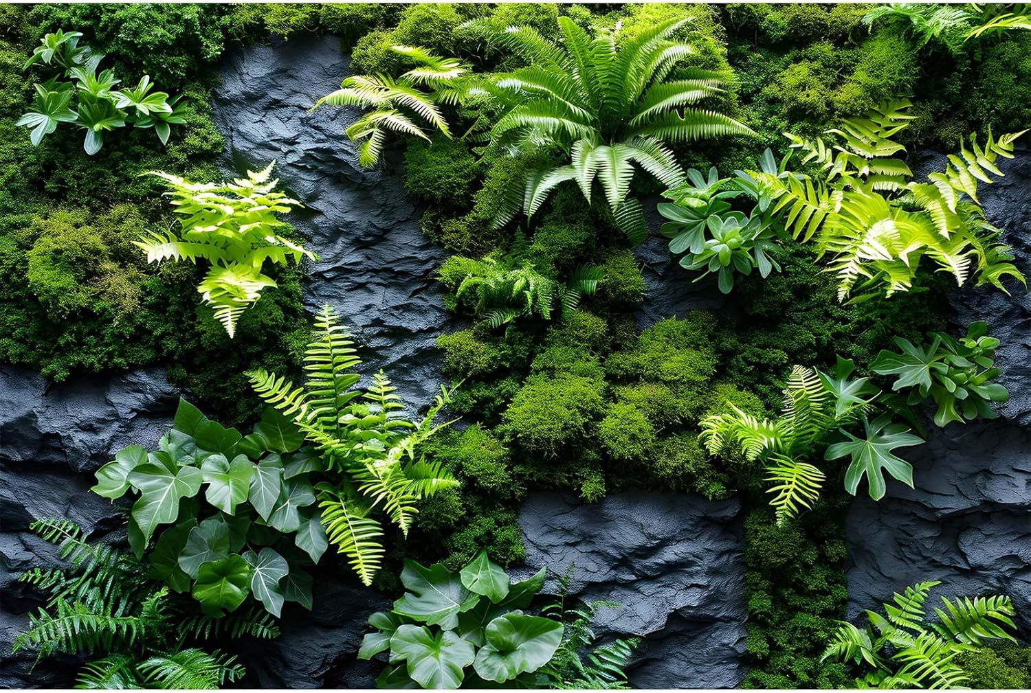 Rock Wall Reptile Habitat Background Greenery-Infused Room Vertical Moss Wall Terrarium Background Nature's Embrace Tropical Green Plants Fish Tank Background Moss Wall Aquarium Background 48x24in