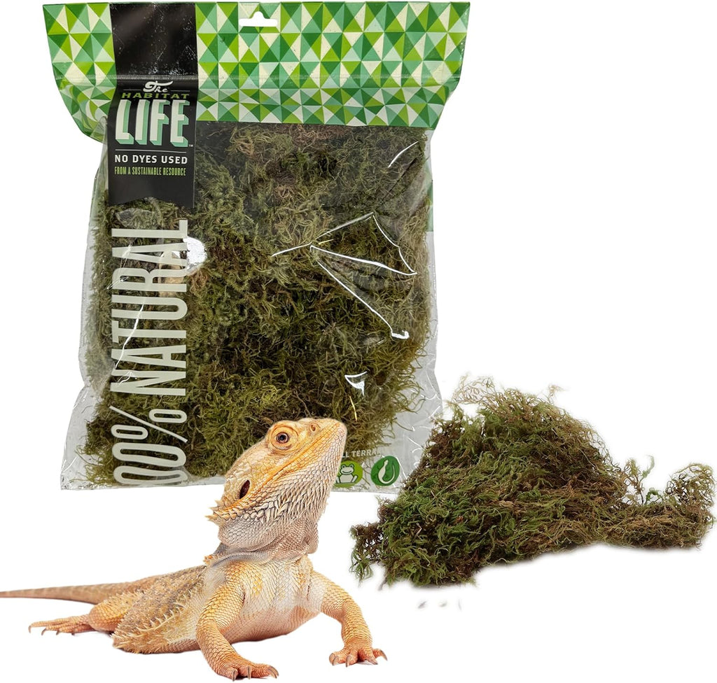 The Habitat Life - Natural Deco Moss - for Reptiles, Amphibians & Invertebrates Terrariums - Humidity Control - Natural Look & Feel - Soft Surface - Dye-Free & Safe - Medium - 1 Pack