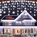 1296 LED 131FT Christmas Lights 288 Drops, Outdoor Hanging lights with 8 Modes & Timer, Plug in Curtain String Light Outdoor Waterproof for House Tree Holiday Wedding Party Outside Decor (Cool White)