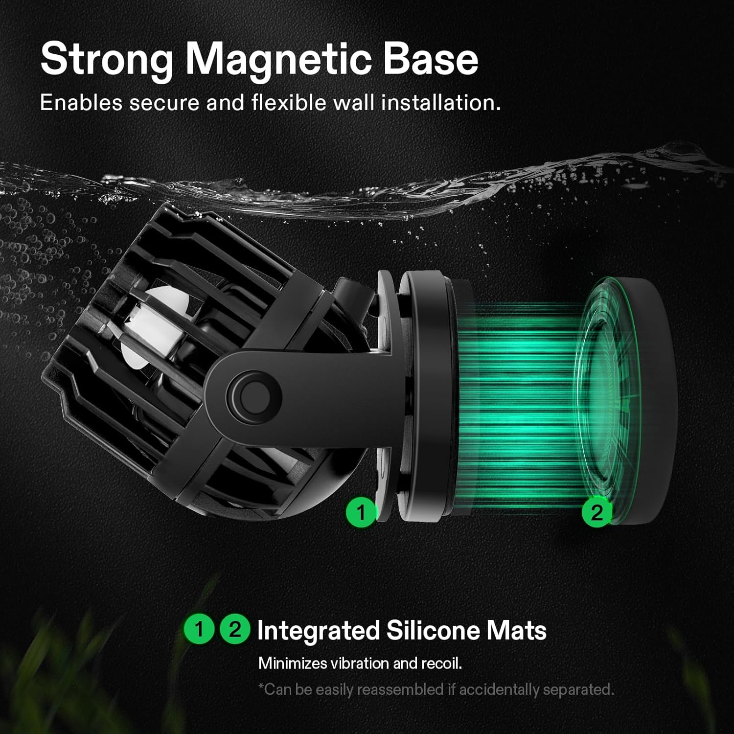 VIVOSUN Aquarium Wave Maker, 3432GPH Circulation Pump with Controller & Magnetic Suction Base, Adjustable Submersible Powerhead for 60-300 Gal Freshwater/Saltwater Fish Tank, 40W