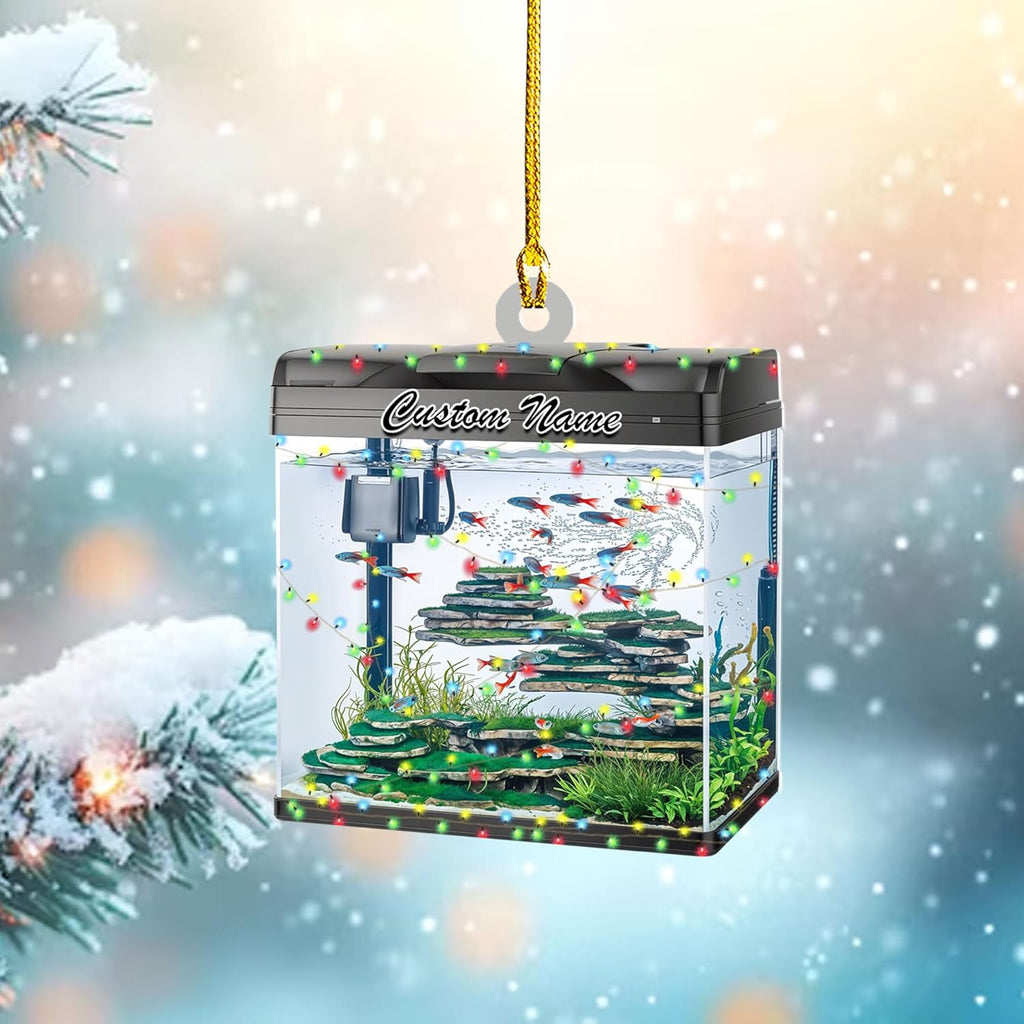 Personalized Aquarium Christmas Ornament, Fish Christmas Ornament, Gift for Fish Lover, Custom Aquarium Christmas Tree Keepsake, Kids First Gift Ideas, Pet Kids Ornament (AFT9)
