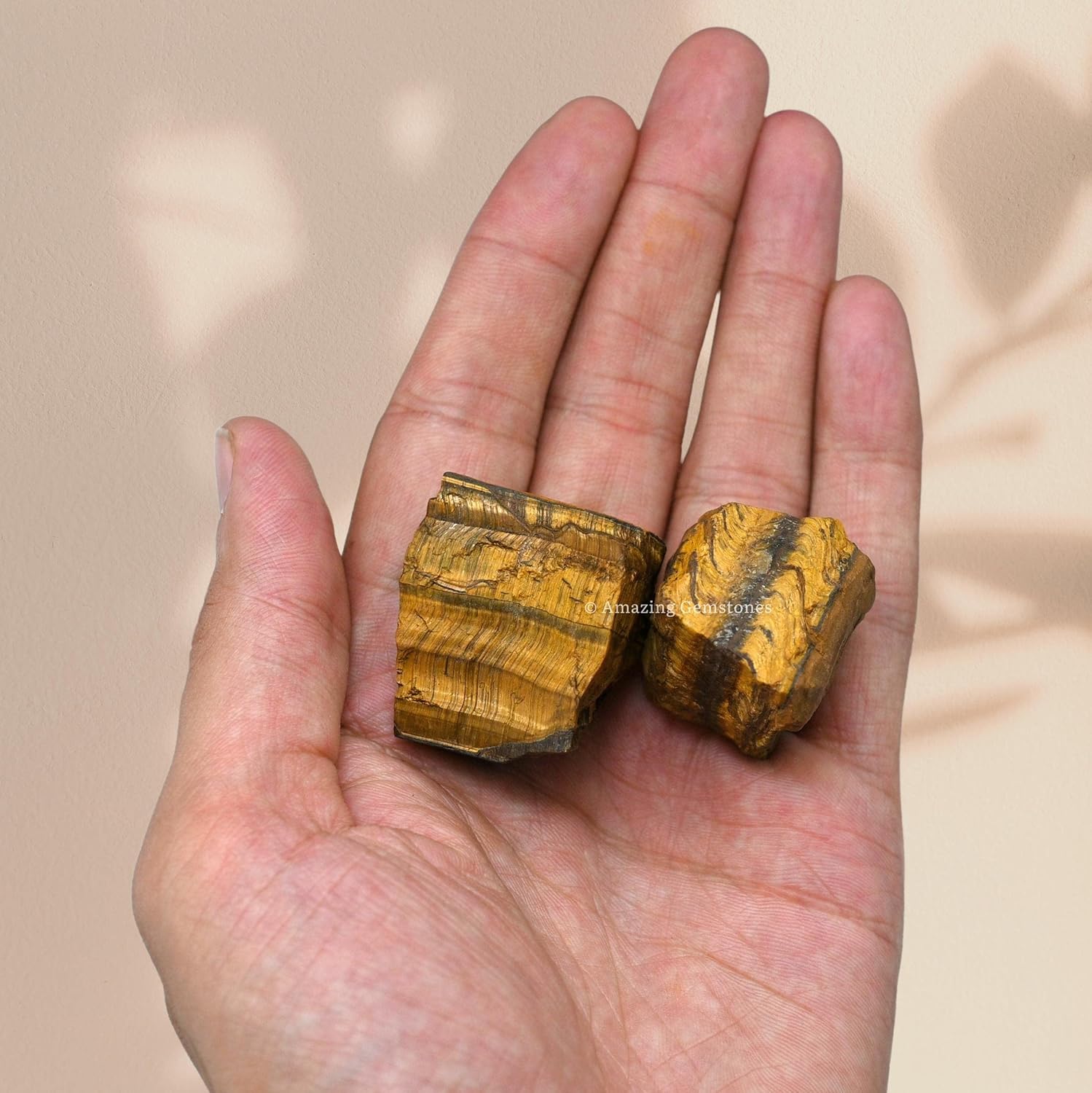 Amazing Gemstone Tiger Eye Raw Crystals and Healing Stones, Natural Rocks for Tumbling and DIY Raw Stones and Crystals (5 Pieces)