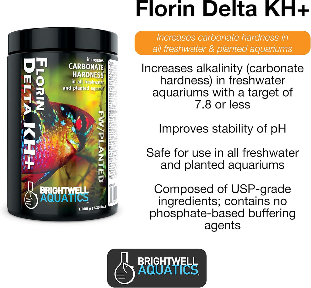 Brightwell Aquatics Florin Delta KH+ - Increases Carbonate Hardness and pH Stability in Freshwater and Planted Aquariums 500-g