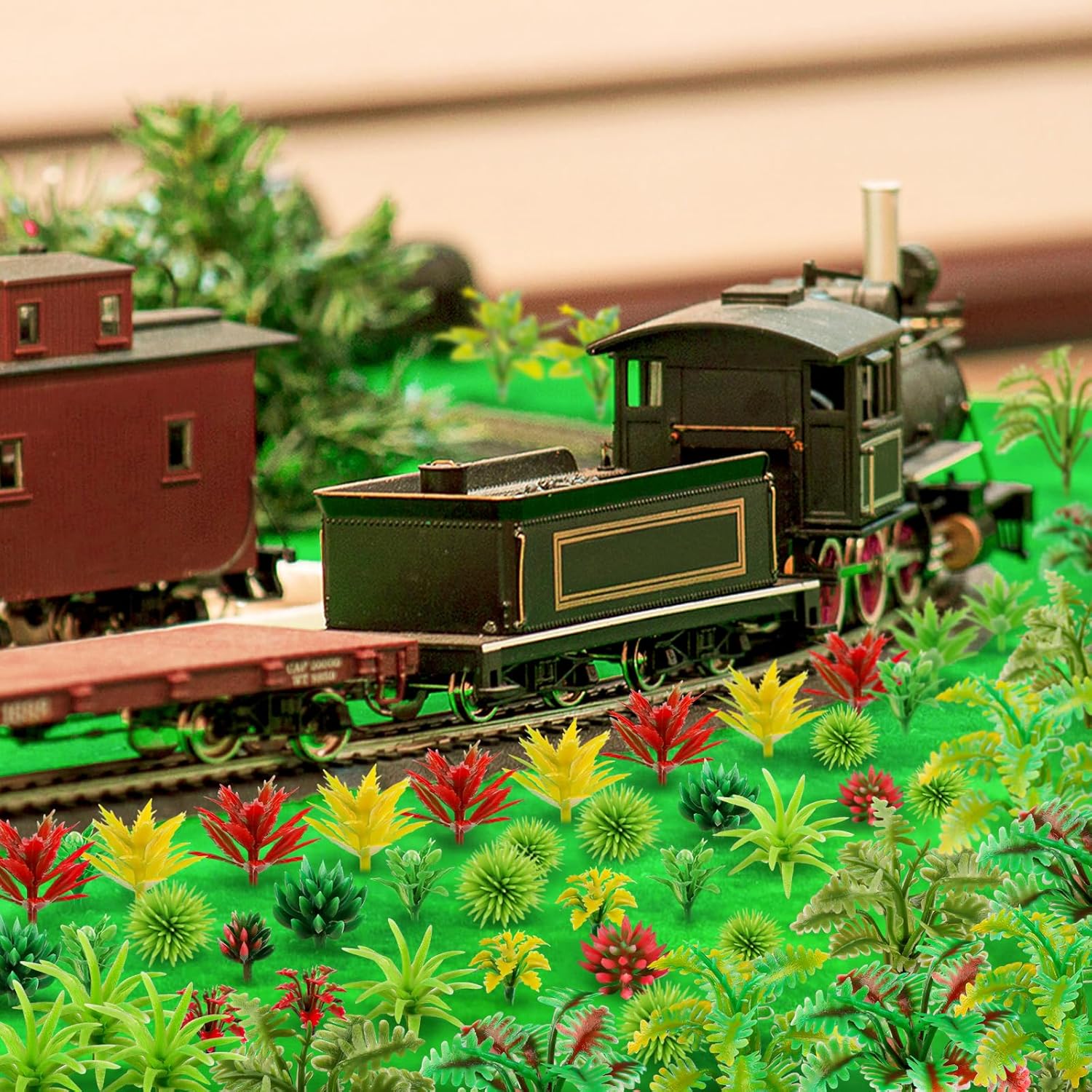 100pcs Mini Model Trees Miniature Plants Model Rainforest Railroad Miniature Basing Material Artificial mini Plants for DIY Crafts, Garden Scenery Railway Sand Architecture Building Model