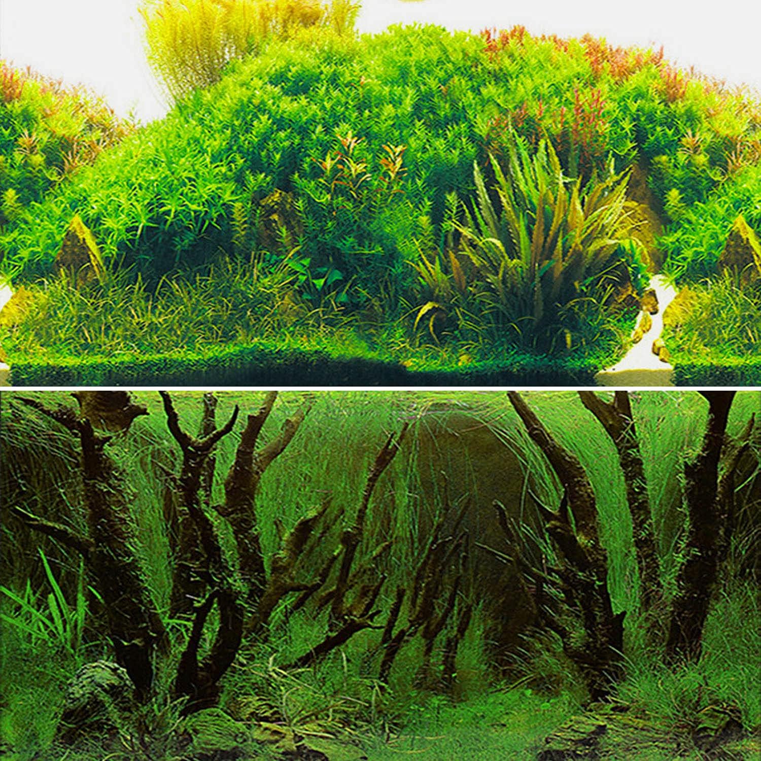ELEBOX New 20" x 48" Fish Tank Background Paper Wallpaper 2 Sided Colorful Seaweed Water Plants Aquarium Poster Decorations