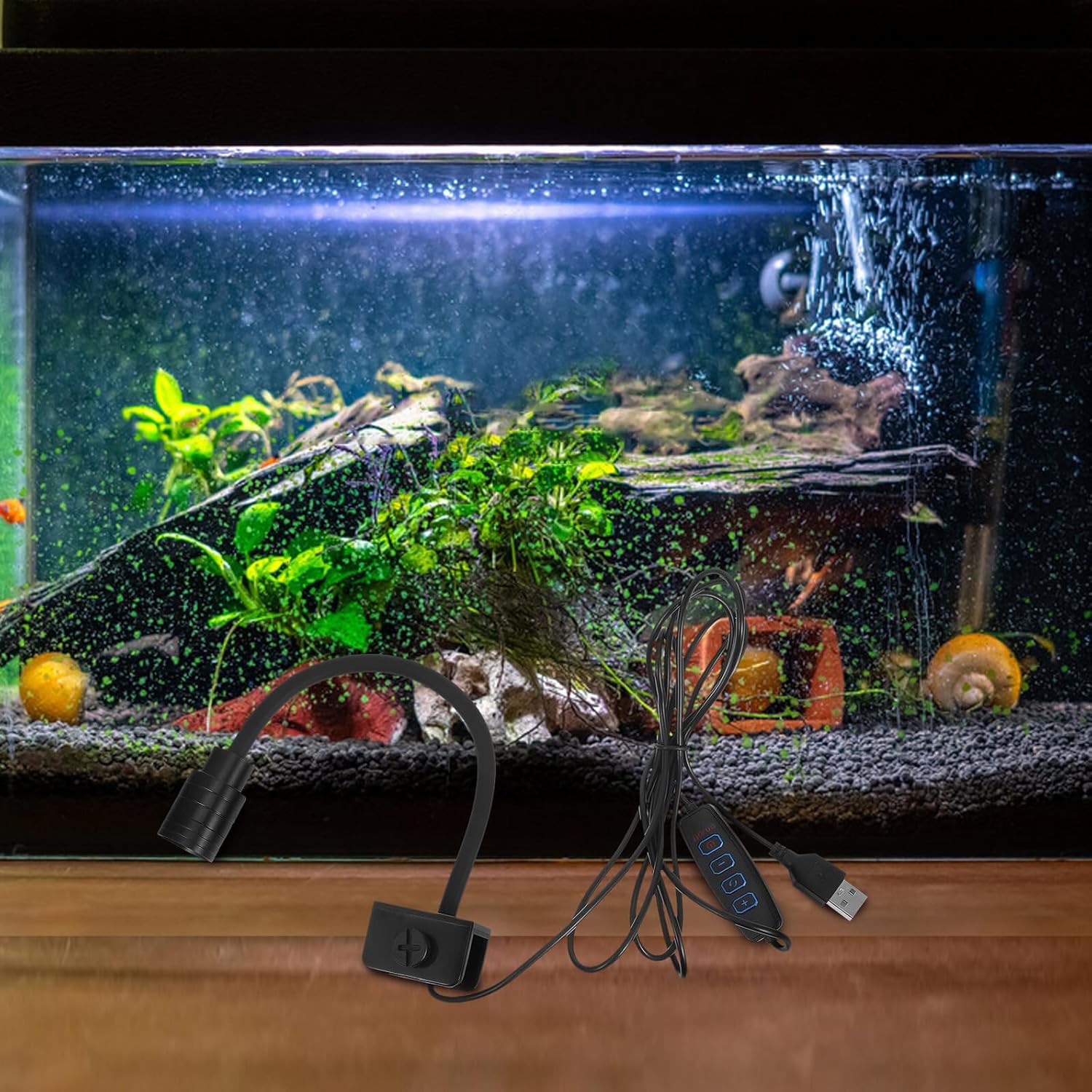 USB Powered LED Fish Tank Clip Light Adjustable Spotlight for Freshwater Aquariums Enhances Fish Colors Plant Growth Easy Installation Aquarium Lamp for Terrarium Decorations