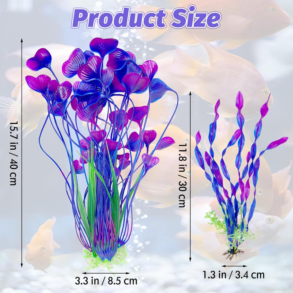 Hamiledyi Artificial Aquarium Plants Fish Tank Decorations, Soft Plastic Green Water Grass for Fish Habitat, Realistic Underwater Décor, Safe for Fish, 2-Pack