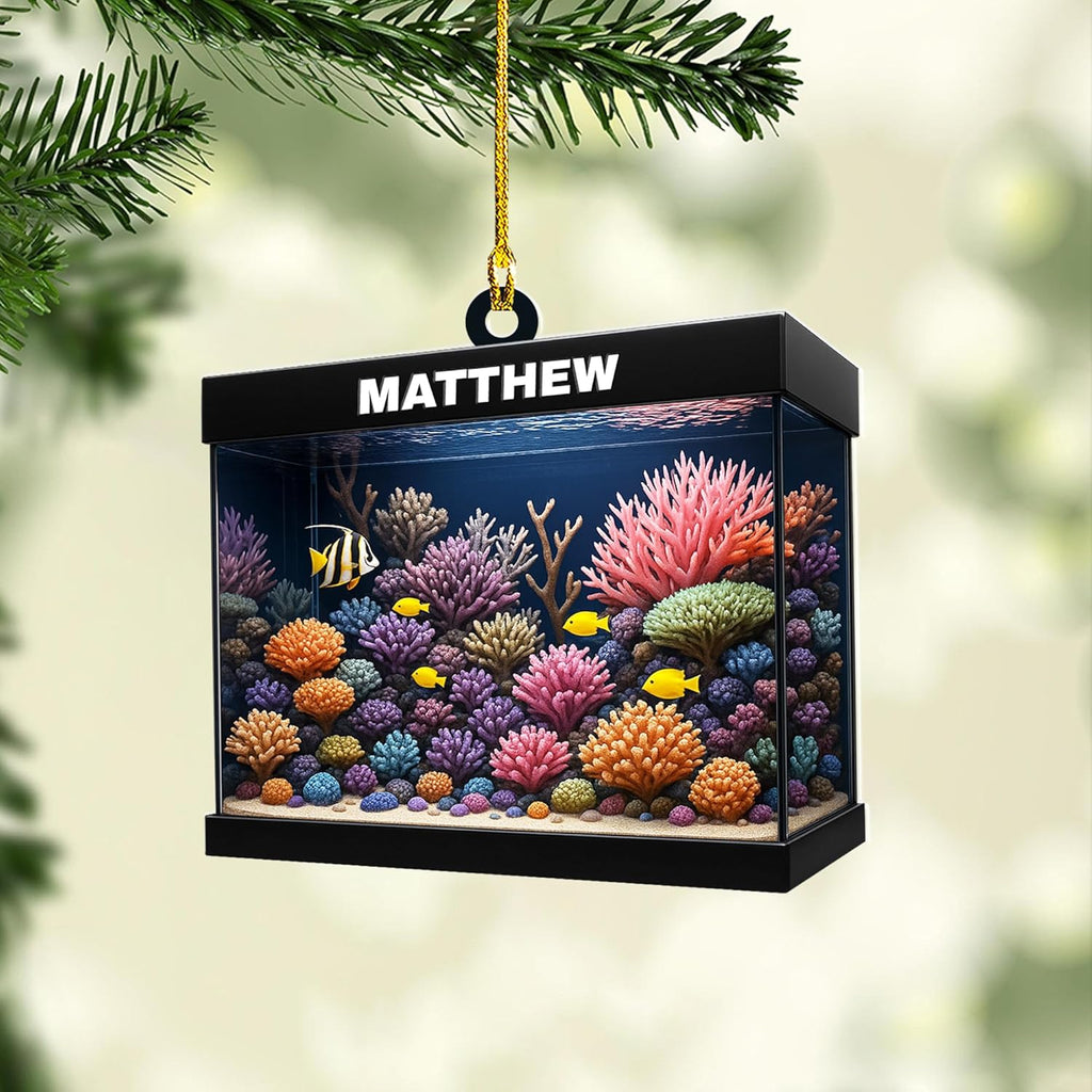 Personalized Aquarium Fish Tank Christmas Ornament 2025, Custom Name Clownfish Holiday Tree Decoration, Unique Keepsake Gift for Fish Lovers, Pet Owners, Kids, Aquarists (ON3)