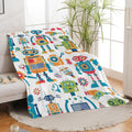 Robot Throw Blanket Cartoon Robot Machine Gifts for Kids Teens Girls Boys Adults Soft Cozy Warm Plush Fluffy Fuzzy Fleece Blanket Birthday Festival Decor 60''X80''