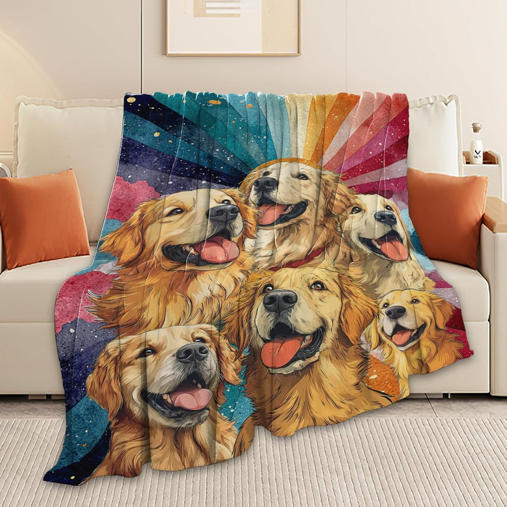 Golden Retriever Throw Blanket Golden Retriever Puppy Stuff Gifts for Dog Lover Kids Girls Boys Adults Women Men Soft Cozy Warm Plush Fluffy Fuzzy Fleece Blanket Decor 60''X80''