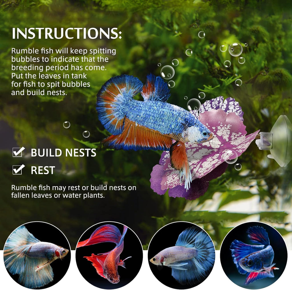 balacoo 2 Pcs Betta Fish Leaf Pad: Aquarium Betta Leaf Hammock with Suction Cup, Simulating Natural Habitat for Beta Resting Spawning Breeding Sleeping (Green)