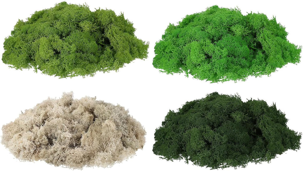 uxcell Preserved Reindeer Moss, 14oz Fake Moss for Crafts Artificial Dried Moss for Decoration Terrariums Potted Plants, Light Green/Dark Green/Green/White