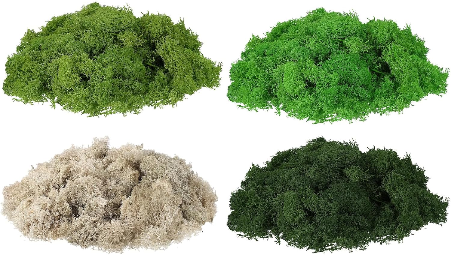 uxcell Preserved Reindeer Moss, 14oz Fake Moss for Crafts Artificial Dried Moss for Decoration Terrariums Potted Plants, Light Green/Dark Green/Green/White