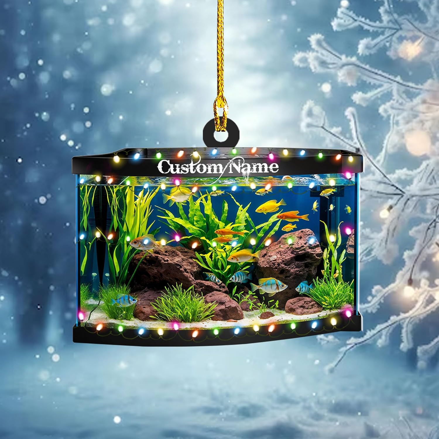 Personalized Aquarium Christmas Ornament, Fish Christmas Ornament, Gift for Fish Lover, Custom Aquarium Christmas Tree Keepsake, Kids First Gift Ideas, Pet Kids Ornament (AFT6)