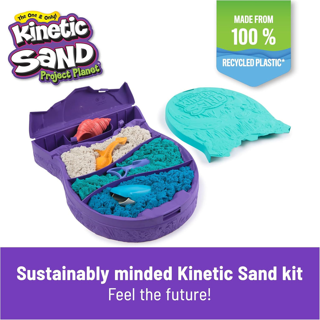 Kinetic Sand, Project Planet Deep Sea with 24oz Sensory Play Sand & Sea Creature Tools, Sustainably Minded Eco Friendly Materials, Holiday Gifts & Stocking Stuffers for Kids Ages 3 and up