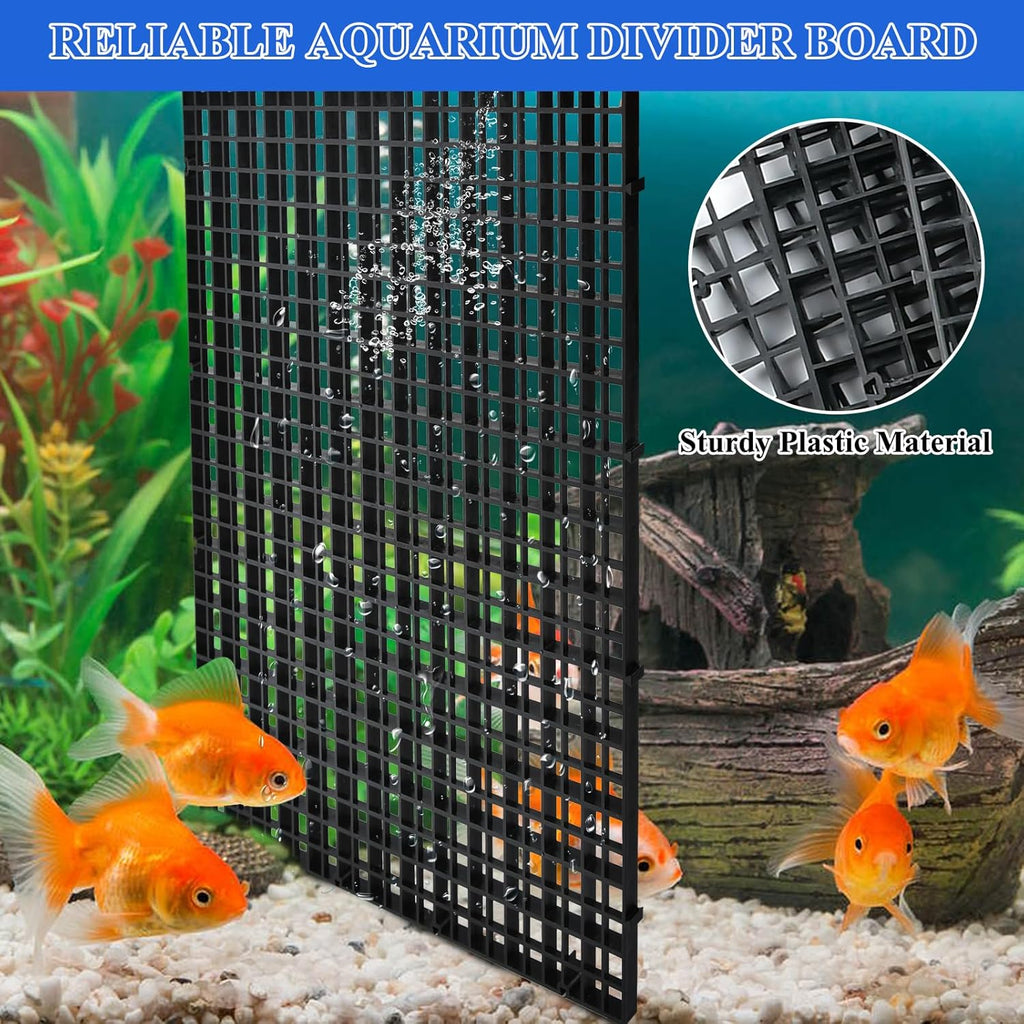 Supkiir 14pcs Aquarium Fish Tank Divider, Plastic Grate Isolation Board Partition, Black Aquarium Filter Bottom Tray Egg Crate Light Diffuser Grid Panel