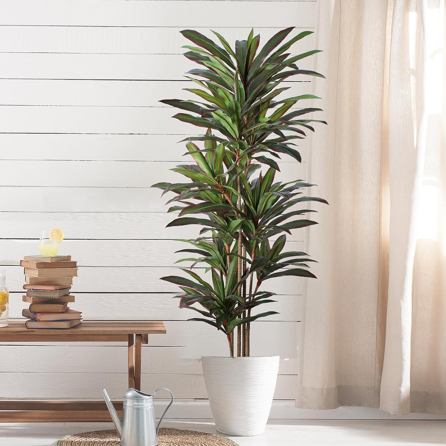 Dracaena Artificial Plant 6ft Red Yucca Silk Tree Faux Plants Indoor Tall Fake House Floor Plants Realistic Artificial Trees for Home Office Decor Indoor Outdoor Housewarming Gift