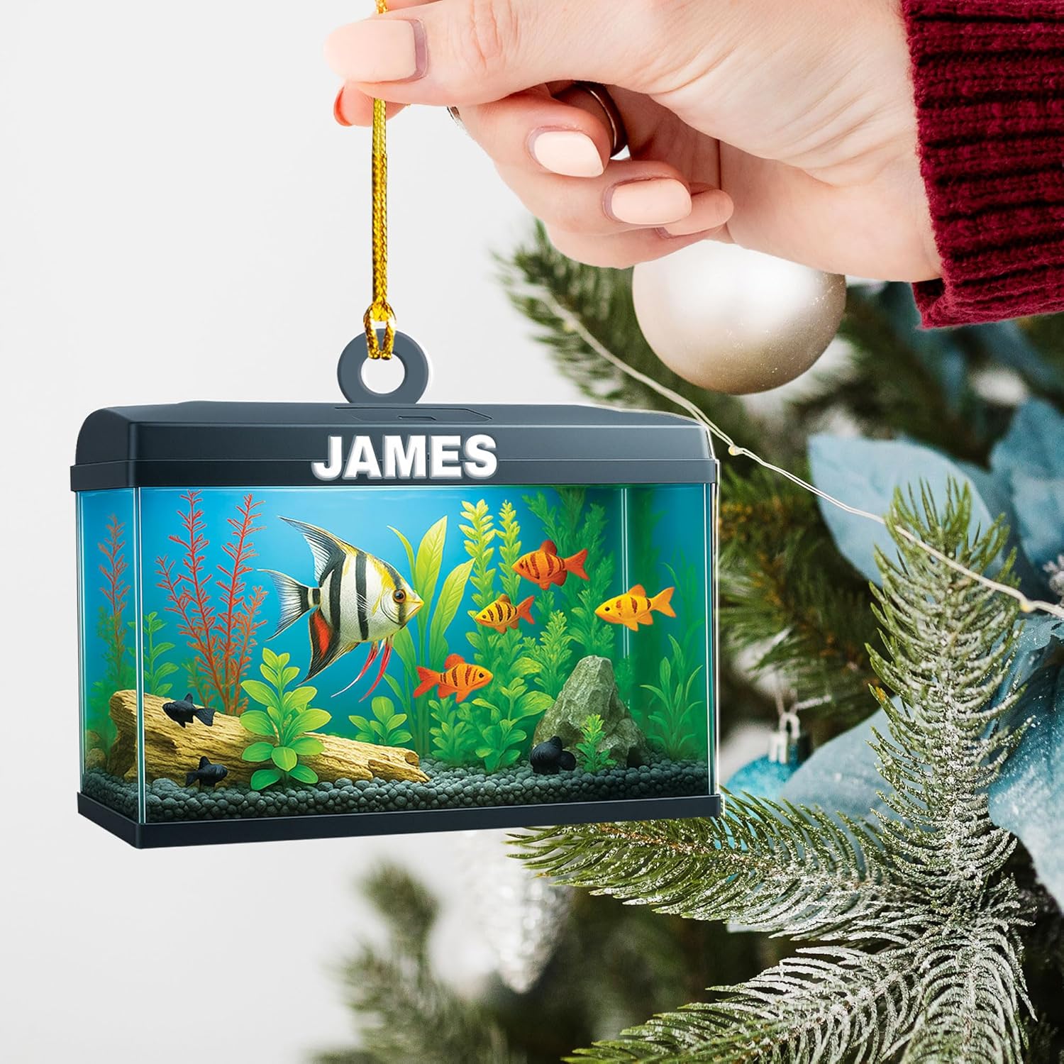 Personalized Aquarium Fish Tank Ornament, Fishes Christmas Ornament, Underwater Aquarium Ornament, Aquarium Decorations for Fish Tank, Gift for Ocean Lovers, Scuba Divers (FT2)