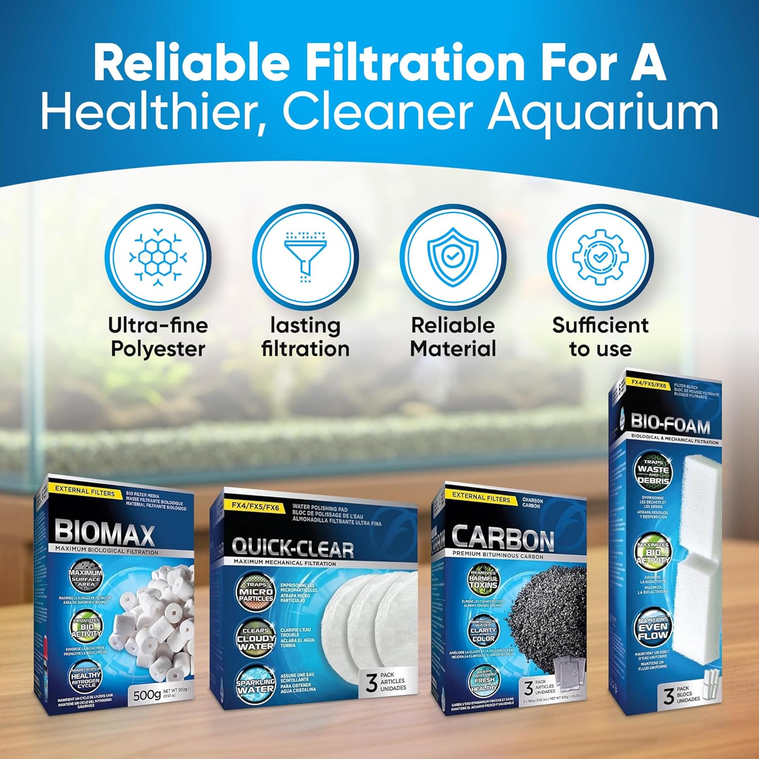 FX4/FX5/FX6 Canister Filter Maintenance and Replacement Filter Media Kit, Including Trident Nova Aquarium Filter Media Bags(Fx Bio-Foam Block, FX Quick Clear/Water Polishing Pad, Carbon, Biomax)