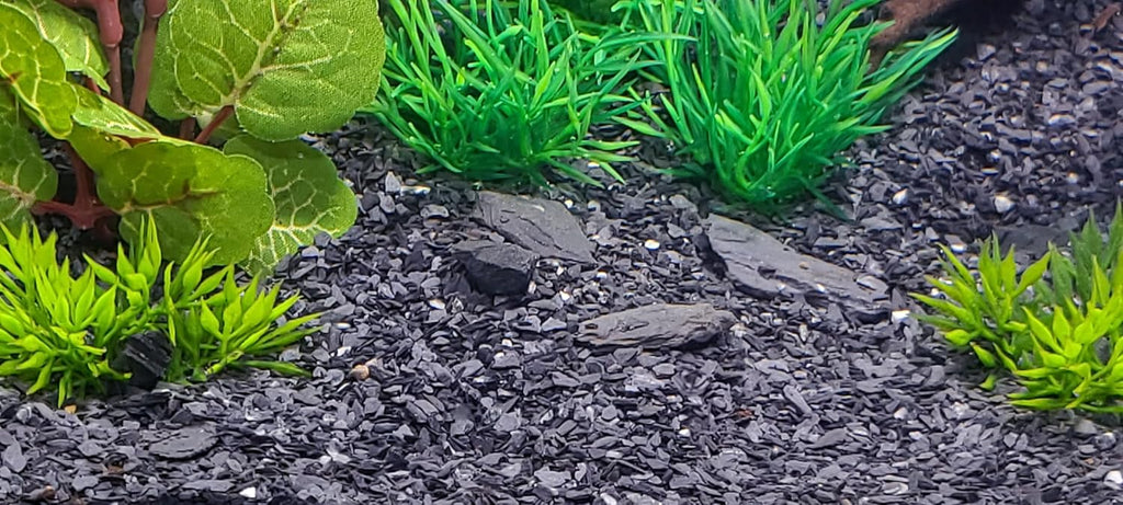 Small World Slate & Stone Aquarium Gravel - Natural Coarse Sand Substrate for Aquascaping Planted, Freshwater and Saltwater Tanks - Gravel Size Approx. 1/32" to 1/8" (6 lbs)