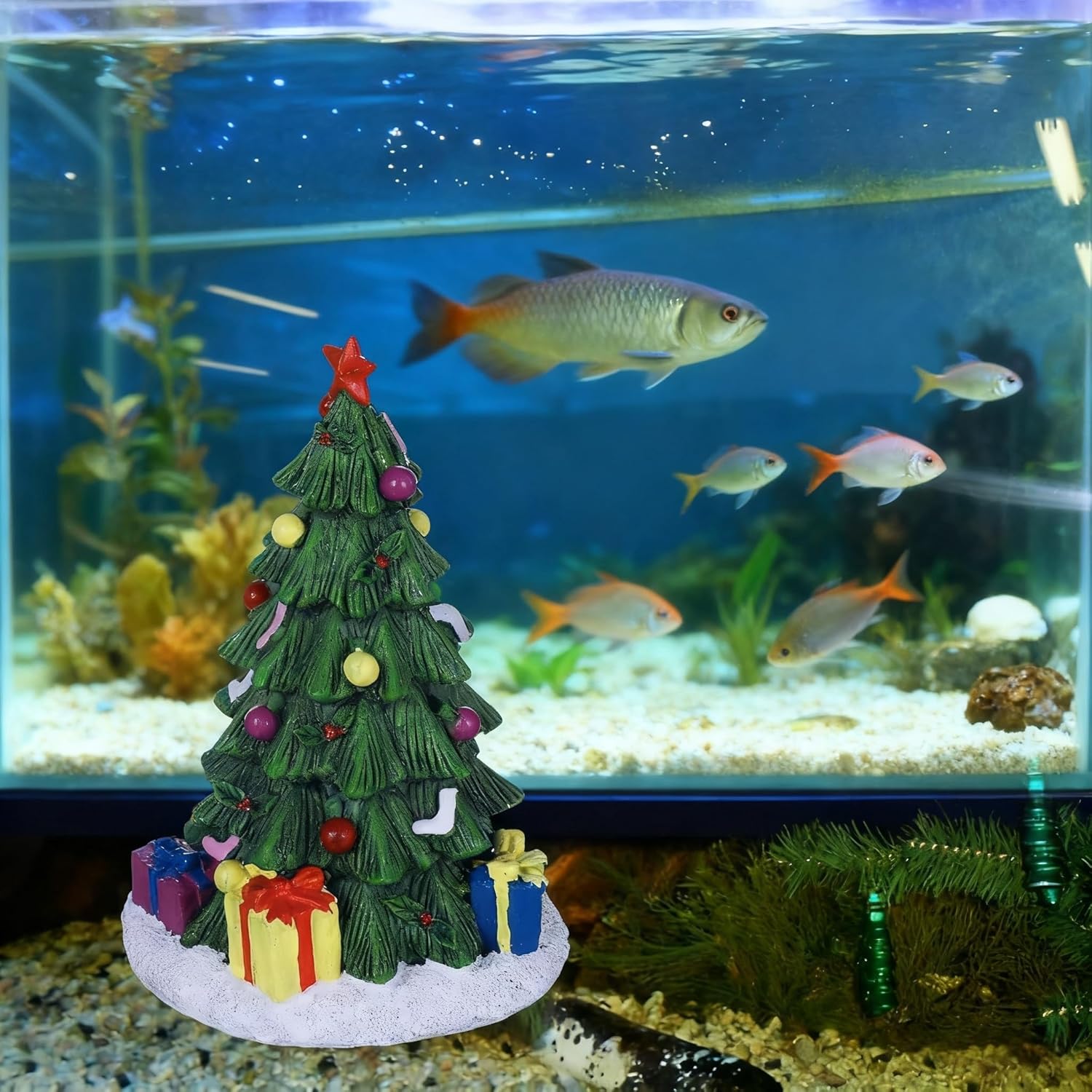 Betta,Friendly Christmas Tree Aquarium Decoration,Holiday Fish Tank Landscape Ornament