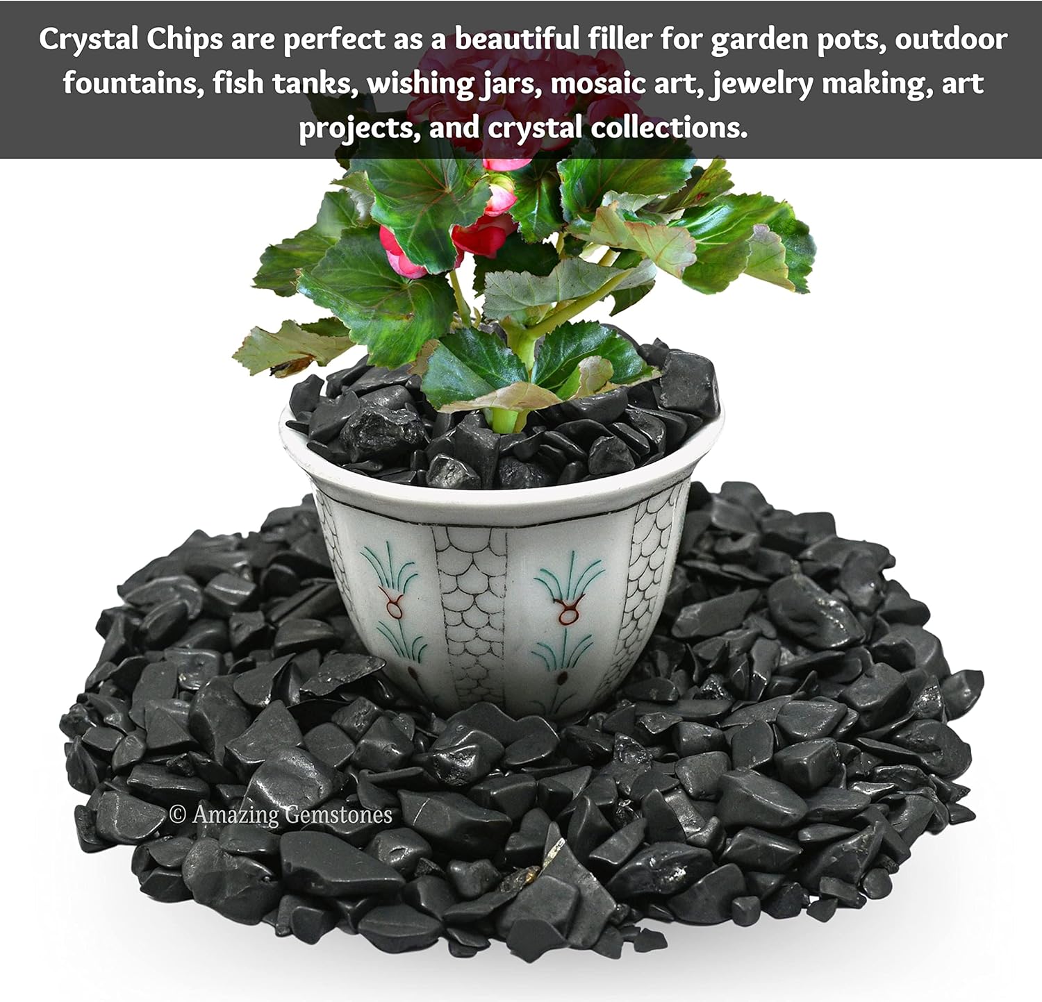 Amazing Gemstone Shungite Crystal Chips Aquarium Gravel Rocks - Shungite Chips Bulk Fish Tank Gravel, Small Tumbled Stone Chips and Tiny Crystals for Decoration (Natural AAA Grade) (1000+ Carat Chips)