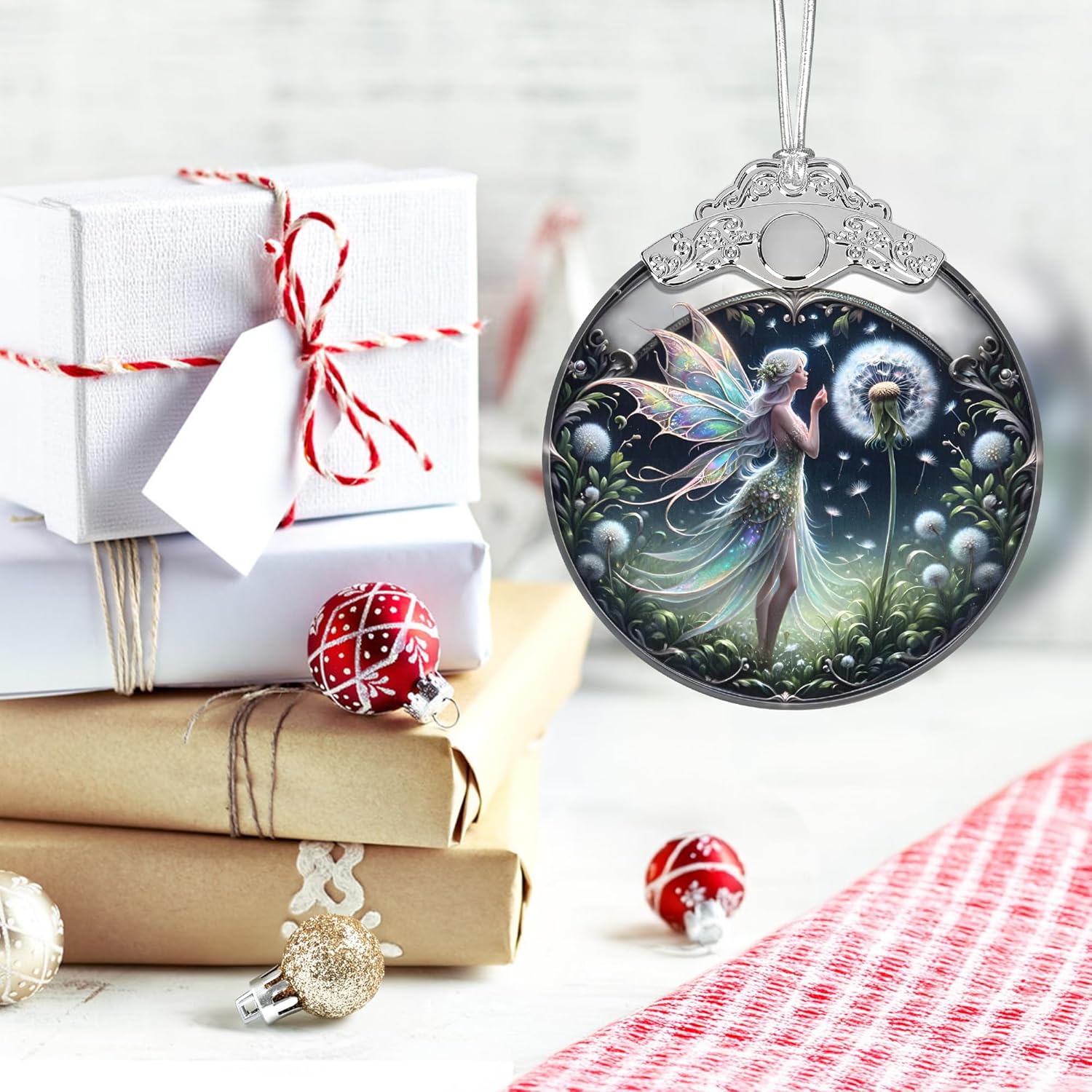 Christmas Ornament, 2025 Ornaments for Christmas Tree, Stained Glass Hanging Ornament, Holiday Ornaments, Unique Gift Idea - Fairy
