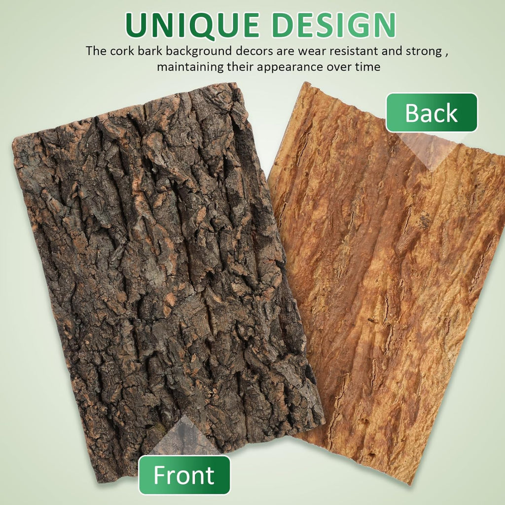Kisangel 2Pcs Cork Bark Reptile Terrarium, 3D Natural Bark Backdrop - Background Climbing Mat for Lizard, Turtle, Gecko, Bearded Dragon