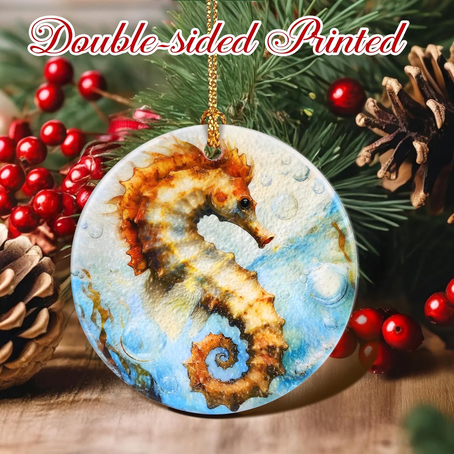 Christmas Ornaments, Seahorse Ornament, Christmas Tree Ornaments, Xmas Decorations, Holiday Decorations, Gifts for Seahorse Lovers, Holiday Party Gifts, and Xmas Gift Ideas
