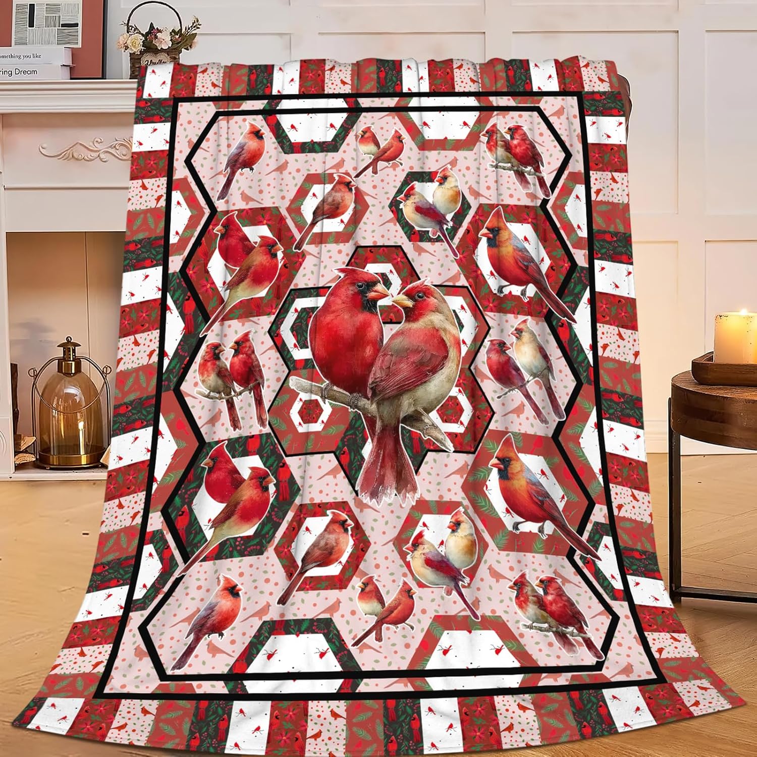 Cardinal Throw Blanket Red Bird Cardinal Stuff Gifts for Kids Girls Boys Adults Women Men Soft Cozy Warm Plush Fluffy Fuzzy Fleece Blanket Christmas Decor 60''X80''