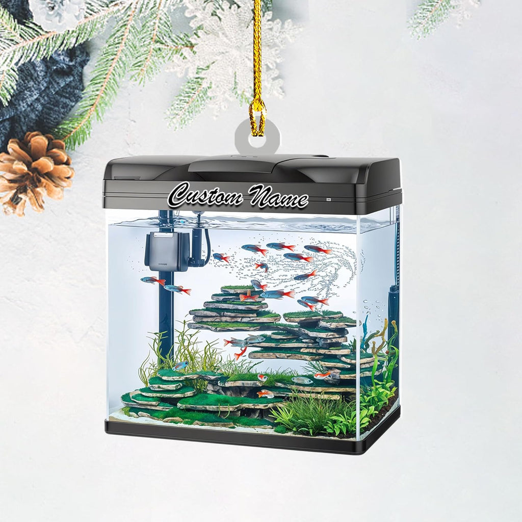 Personalized Aquarium Christmas Ornament, Fish Christmas Ornament, Gift for Fish Lover, Custom Aquarium Christmas Tree Keepsake, Kids First Gift Ideas, Pet Kids Ornament (AFT9)
