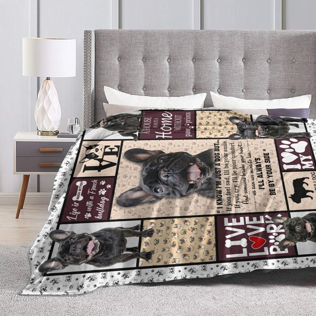 Pug Blanket Pug Throw Blanket Dog Flannel Stuff Merch Cozy Decor Fleece Plush Fuzzy Warm Soft Lightweight Bedding Gifts for Dog Lover Girls Women Men Boy Couch Sofa 50"X40"