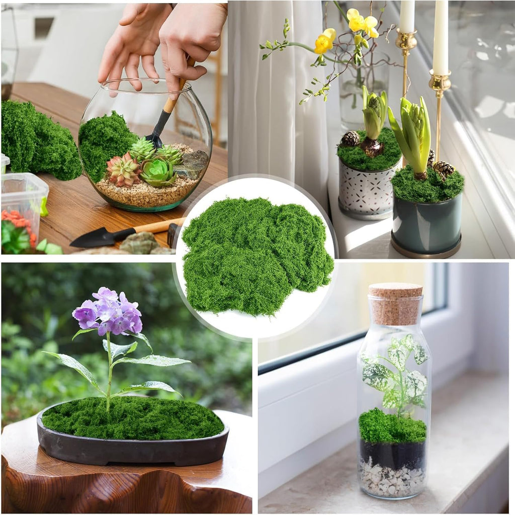 Artificial Faux Moss, 1.76 oz Fake Green Moss for Crafts Preserved, Artificial Moss for DIY Scenery, Fake Moss Decor Decorative Table, Centerpieces Decor, Fairy Garden, Floral Wedding