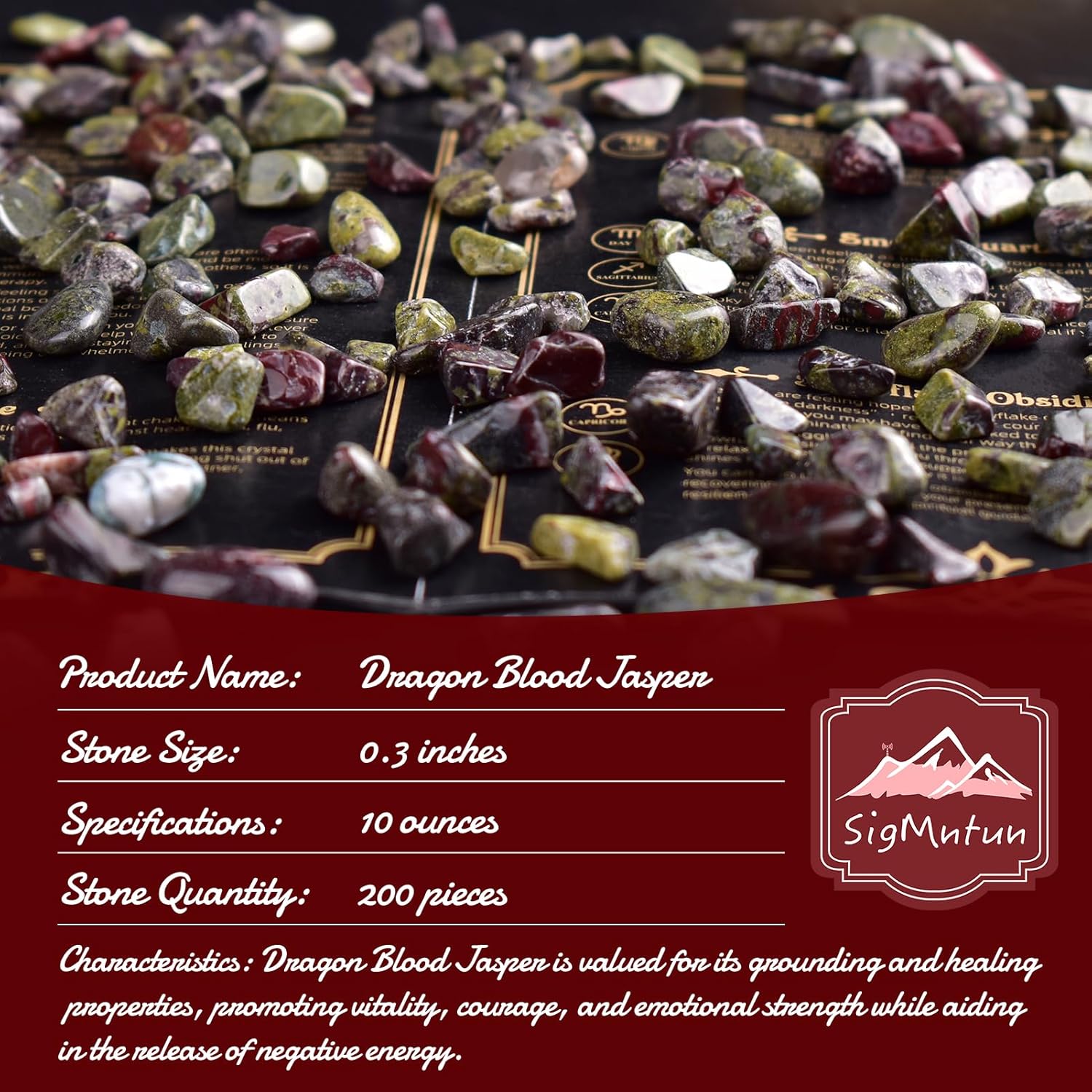 Polished Dragon Blood Jasper Crystal Chips 200 Pcs - 0.3" 10 oz Tumbled Stone Chips Crushed Sea Glass Stones Healing Reiki Crystal Making Home Decoration