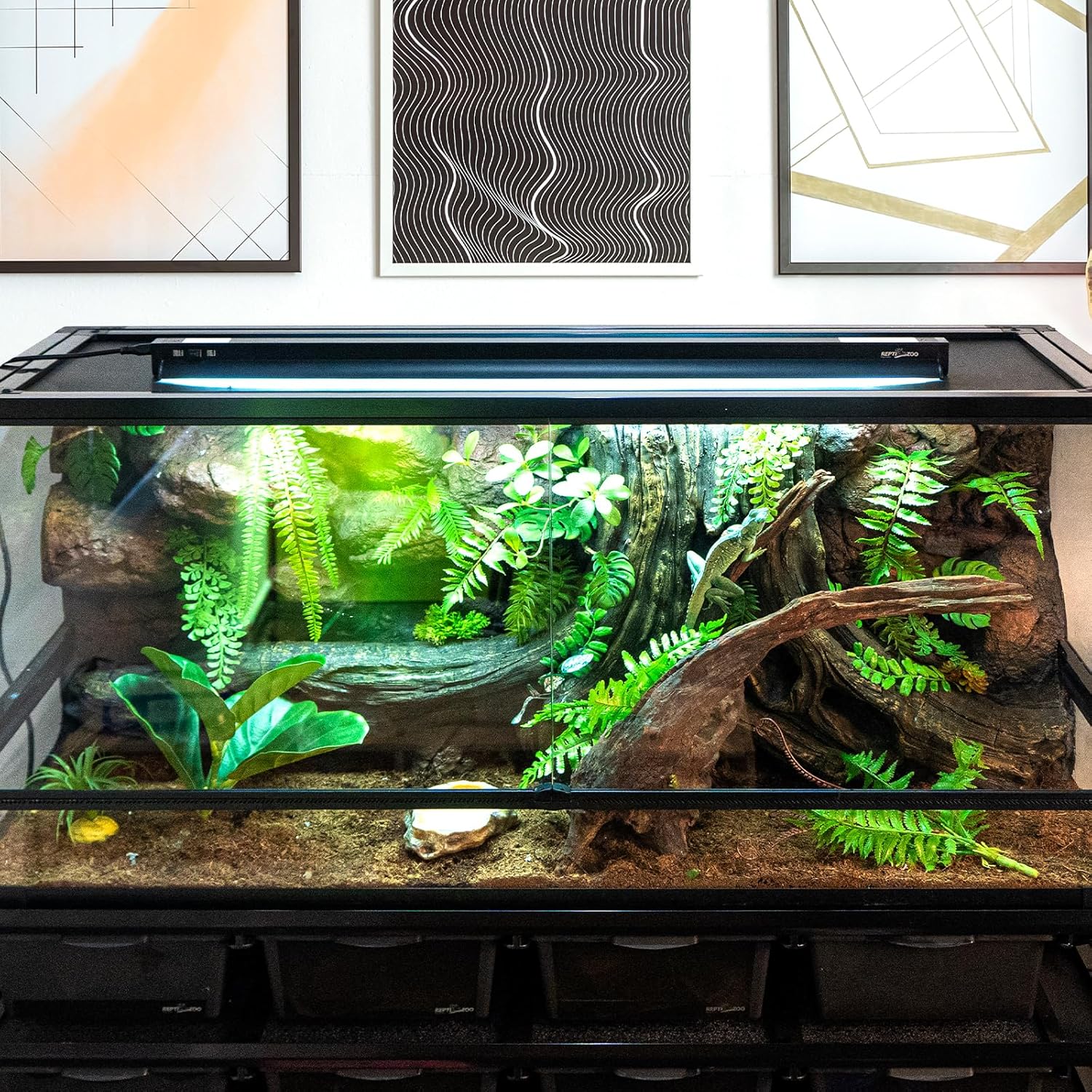 REPTI ZOO Switchable UVB Light for Reptiles, 39W T5 UVB Light Combo Kit for Tropical & Desert Reptile, 34" Terrarium Hood Lamp Fixture with UVB 10.0 Bulb for Bearded Dragon Snake Gecko Lizard Tortoise