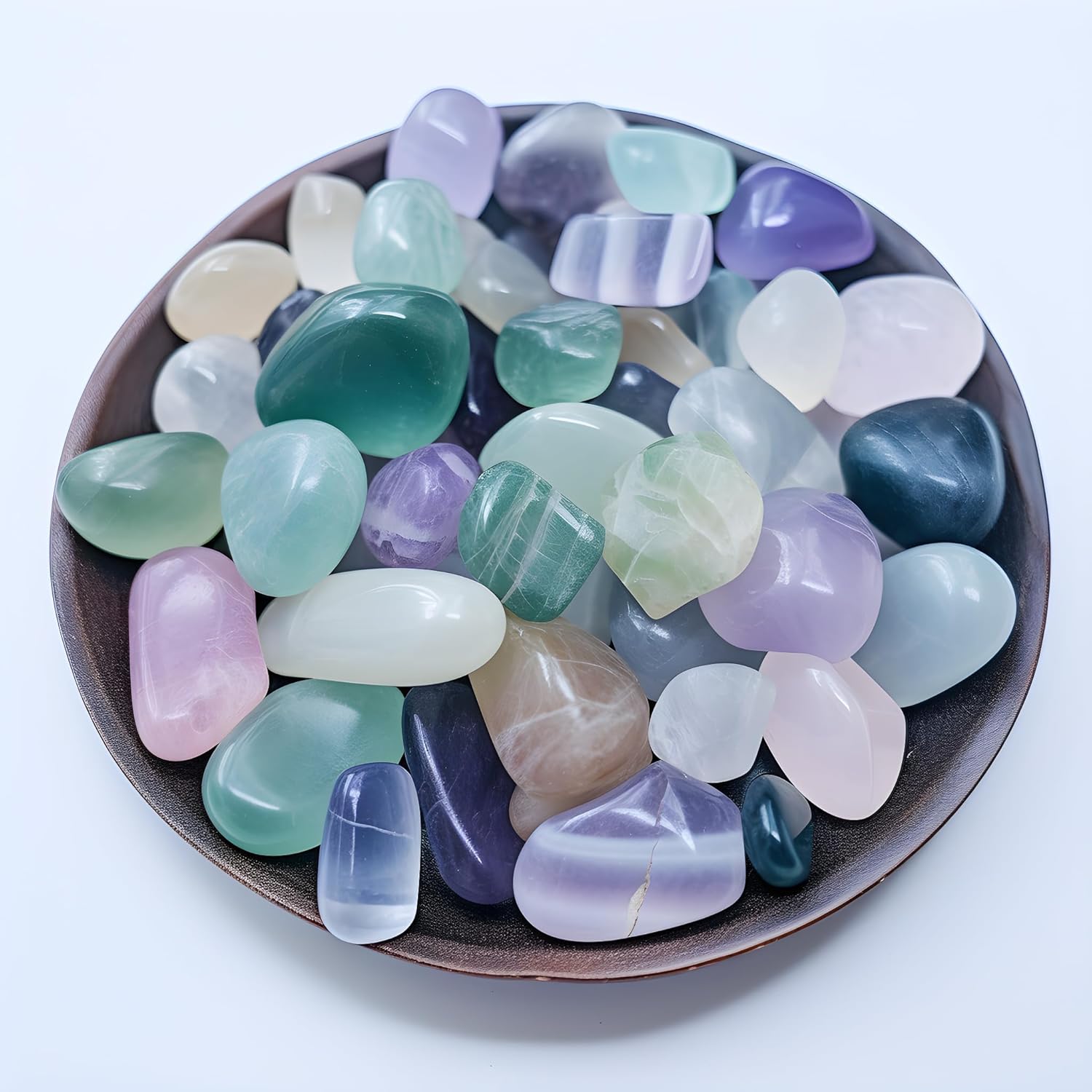 Tumbled Fluorite Crystal Stone Set - 72 Pcs, 0.5" 10 oz Handpicked Tumbled Gemstones Rocks, Pebbles for Reiki, Chakra, Healing, Home Decor, 0.5" - Fluorite