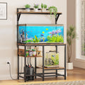 40-50 Gallon Fish Tank Stand, Aquarium Stand with Power Outlet, Heavy-Duty Reptile Terrarium Stand with 6-Leg Support and 4-Tier Adjustable Storage Shelves