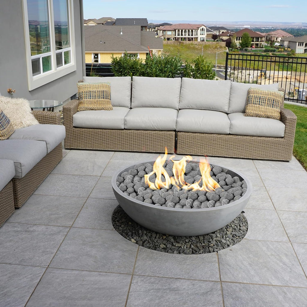 Skyflame 3-5 Inch Round Lava Rock Pebbles, 10 Pounds Black Natural Tumbled Stones for Indoor Outdoor Gas Fire Pit|Fireplaces|Garden Landscaping Decoration| Cultivation of Potted Plants