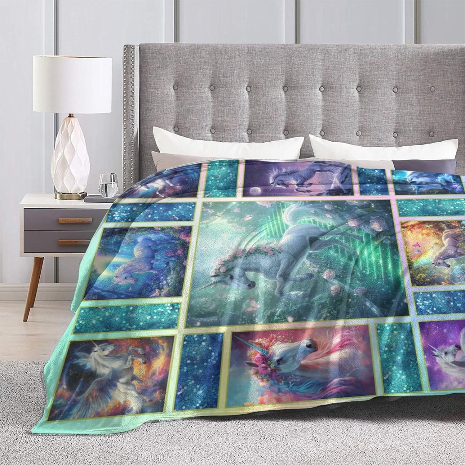 Unicorn Blanket Unicorn Throw Blanket Flannel Stuff Merch Cozy Decor Fleece Plush Fuzzy Warm Soft Lightweight Bedding Gifts for Lover Girls Women Men Boy Couch Sofa 50"X40"